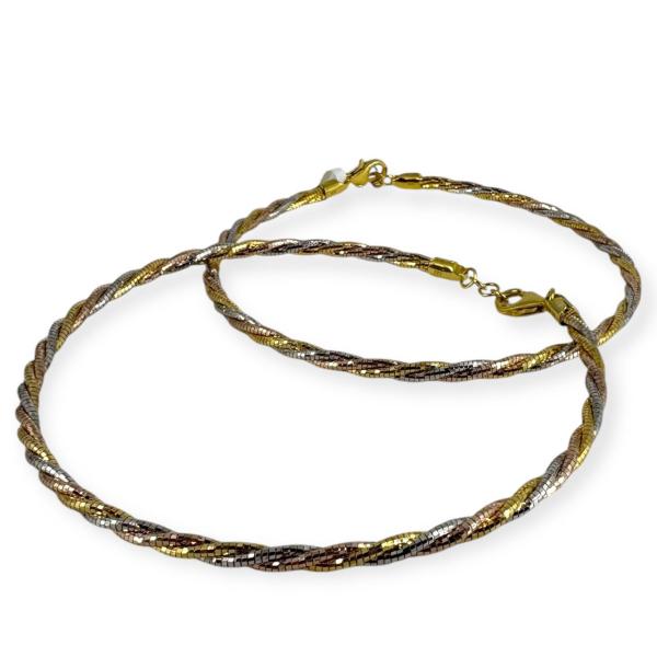 Silver Anklet in Gold and Rose Gold Color