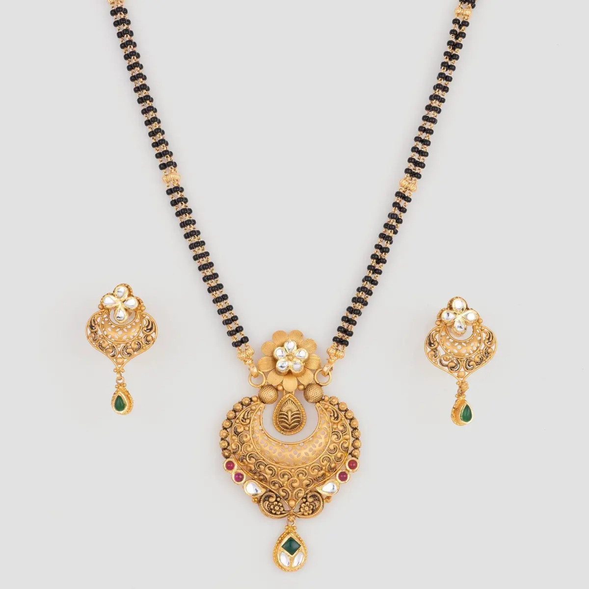 Beautiful Gold Mangalsutra Pendant Set with Antique Design for Ladies