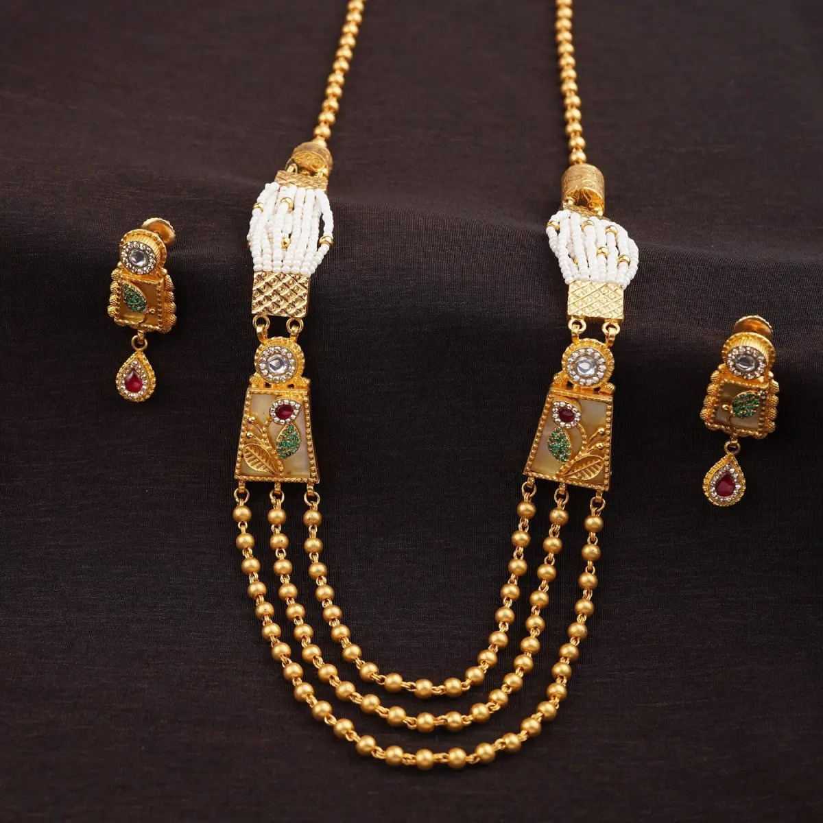 Adoreable Matar Mala Chain Set with Earrings and Beautiful Designs