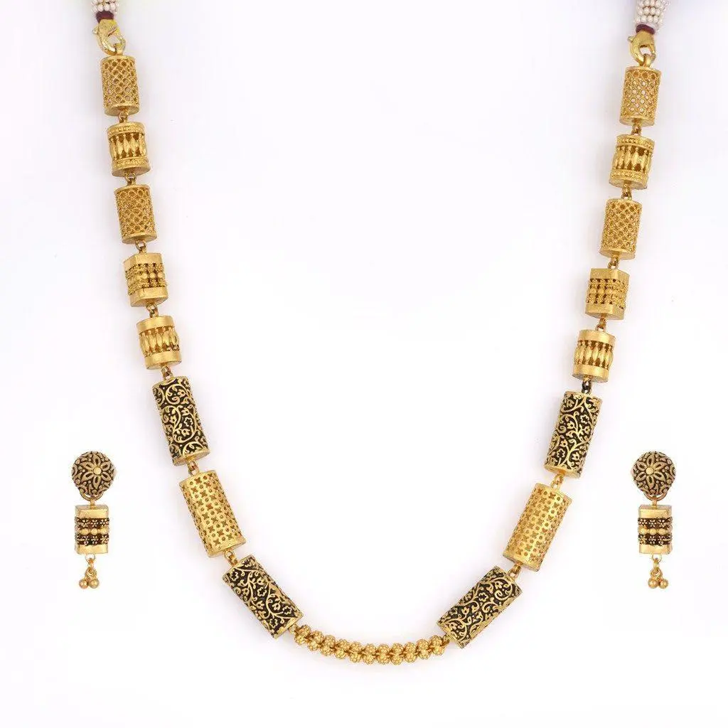 Beautiful Gold Matar Mala Set with Earring in Amazing Design