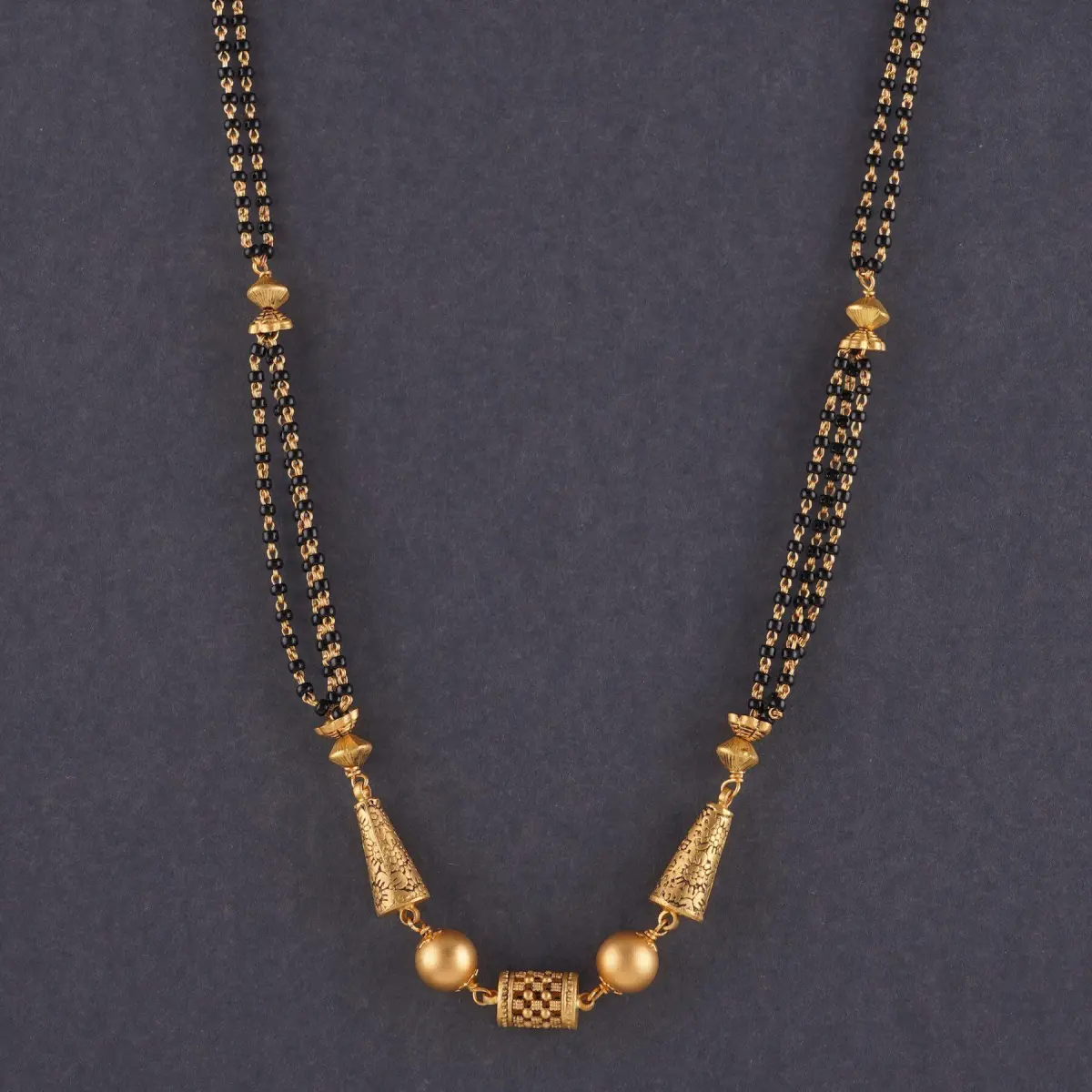 Beautiful Gold Small Mangalsutra for Ladies with Beautiful Design & Red Stone