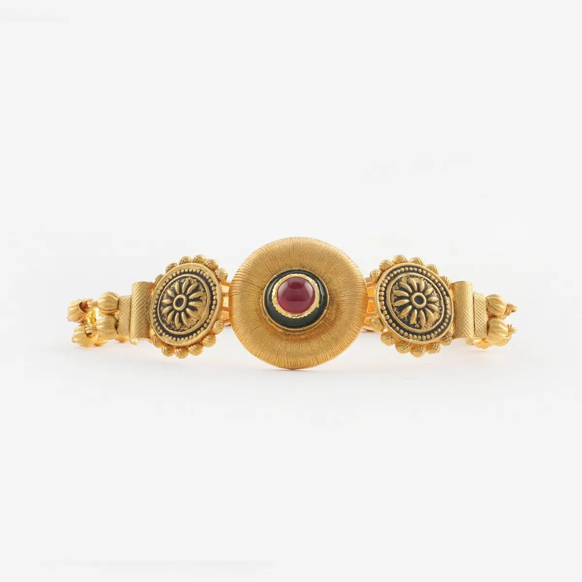 Beautiful Flowers & leaf Design Gold Bracelet with Kundan work for Ladies
