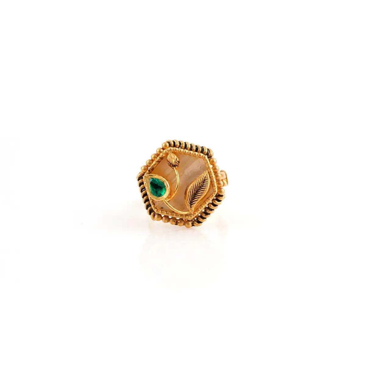 Amazing Hexagon Shape Gold Antique Ring for Ladies