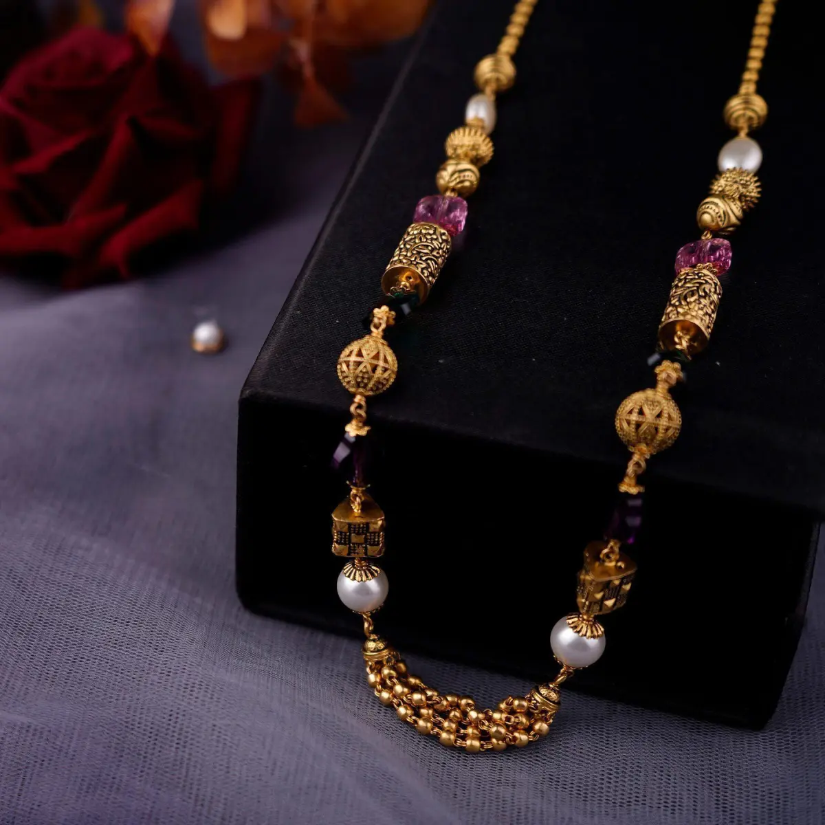 Antique Gold Matar Mala with Amazing Design