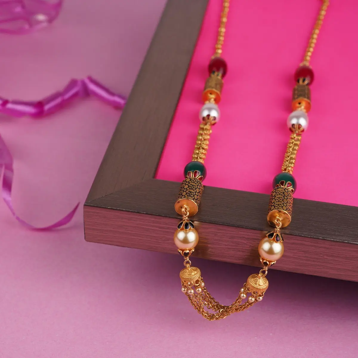 Elegant Matar Mala Chain with Beautiful Pearls