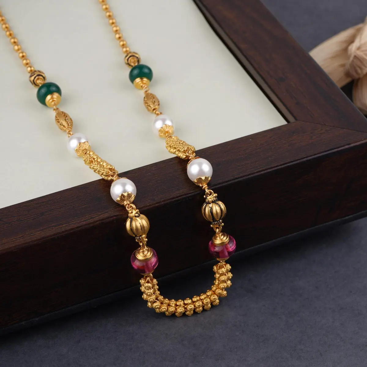 Beautiful Gold Matar Mala with Fancy Design for Ladies