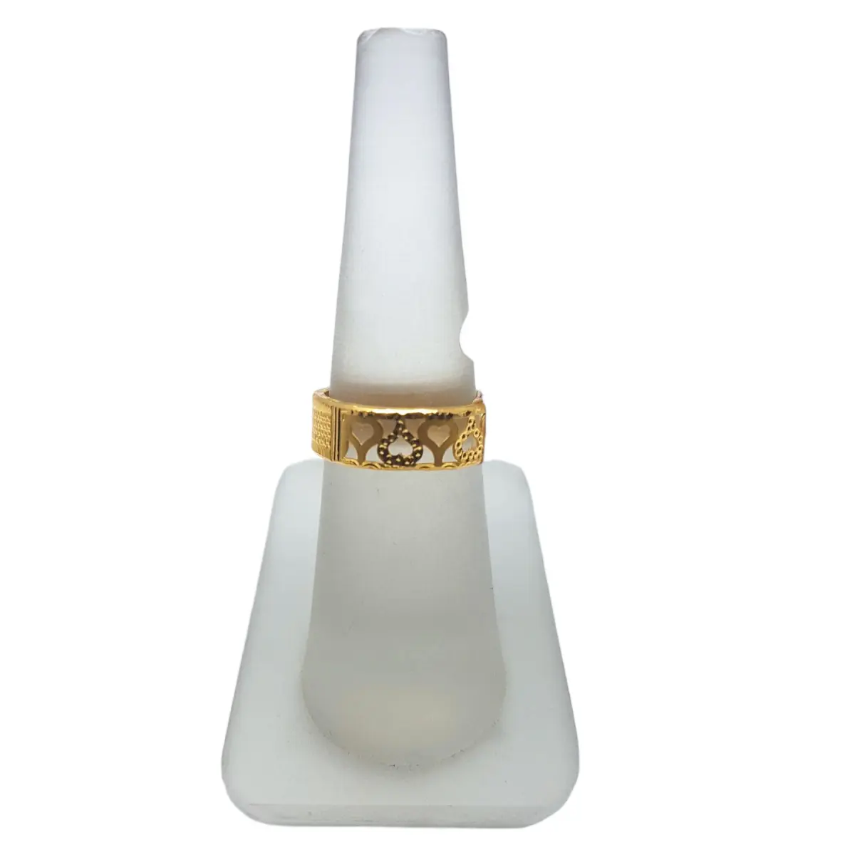 Stunning Gold Ladies Cast Band in Heart Design