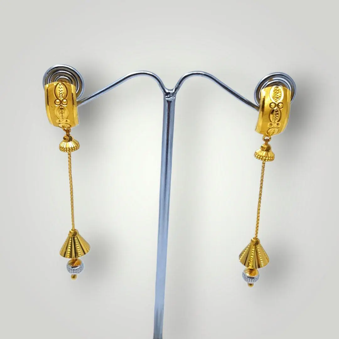 Adorable Gold Long Earrings in Beautiful Design