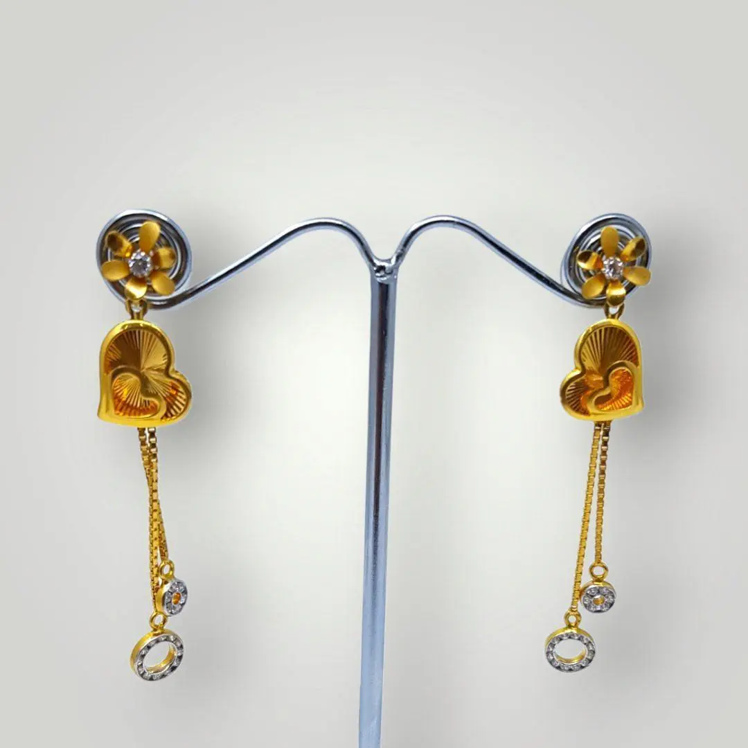 Adorable Gold Ladies Long Earrings with Beautiful Design