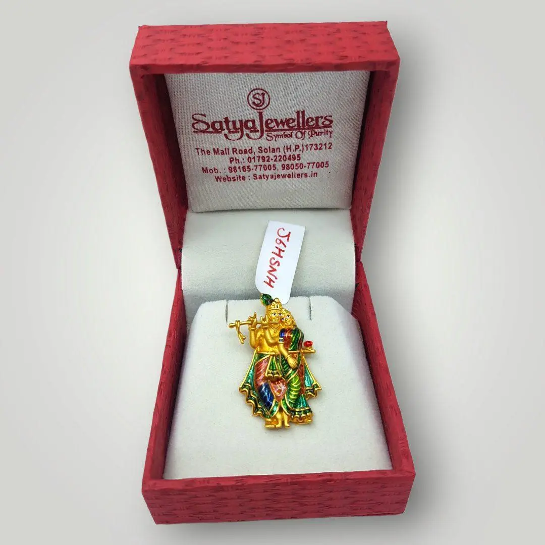 Amazing Gold God Pendant with Radha & Krishna