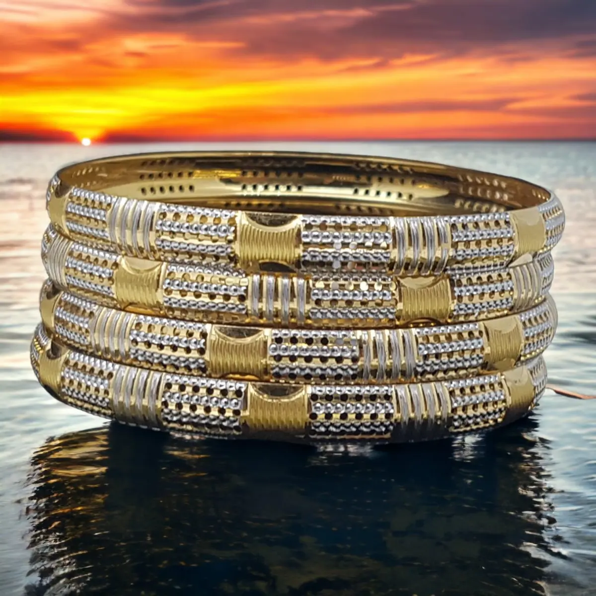 Beautiful Bangles With Rodium Touch for Ladies