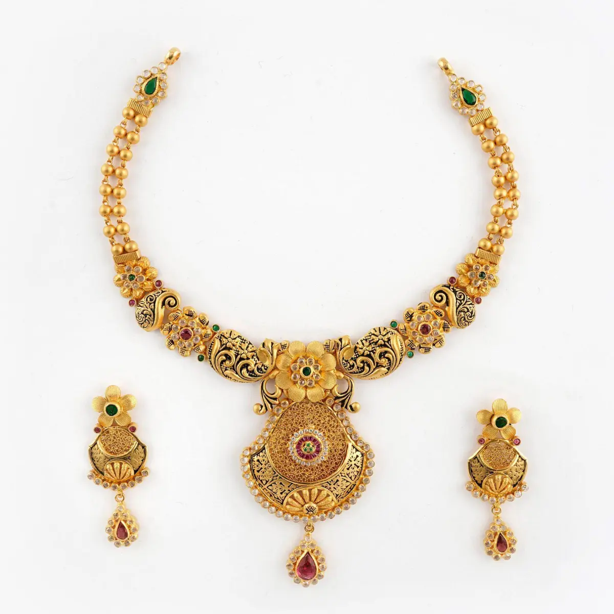 Beautiful Shape Antique Gold Necklace for Ladies with Fancy Design