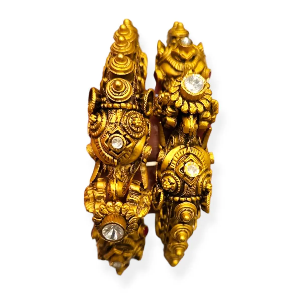 Fabulous Shape Antique Kara Pair with Elegant Design and Stones