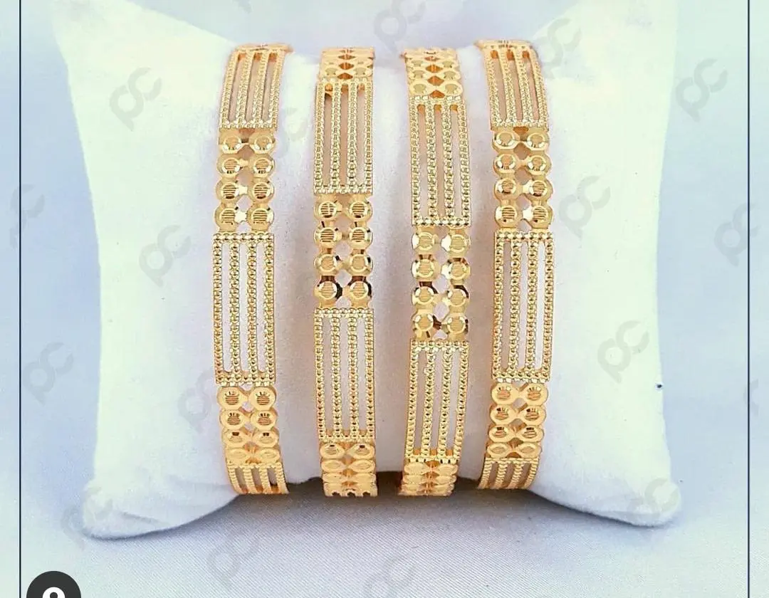 Gold Rhodium Polish Bangle Pair